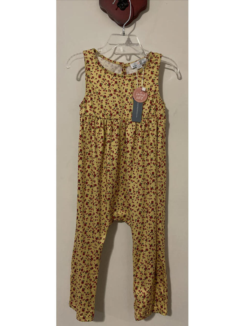 Baileys Blossoms Boutique Girls 3t Yellow Floral Sleeveless Jumpsuit NWT! A6271